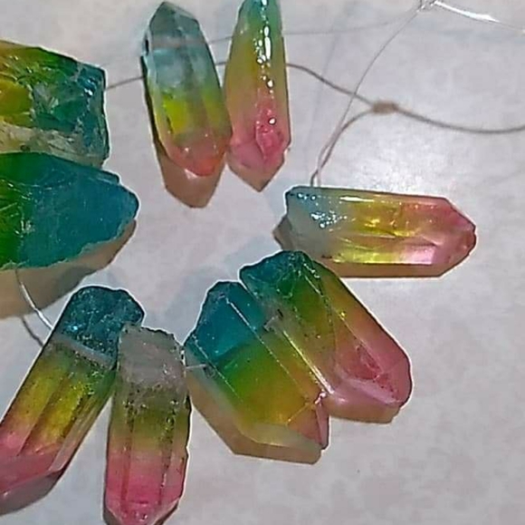 Lotus pendent w pink aura crystal point necklace - Picture 8 of 15